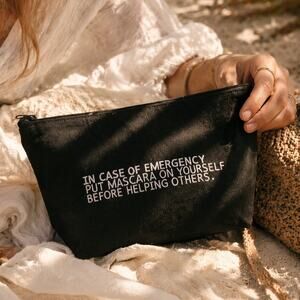 Mascara Emergency Makeup Bag Funny Cosmetic Pouch Black NEW